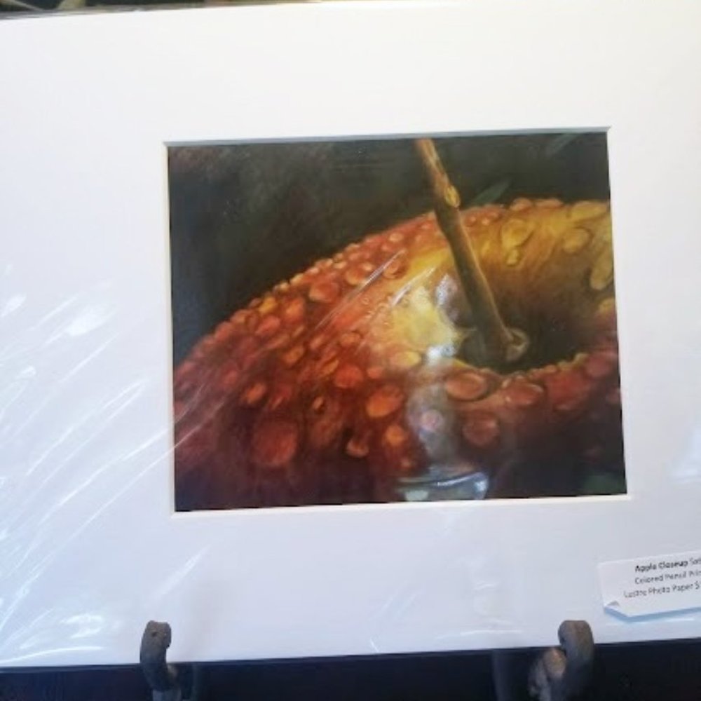 Apple Closeup Colored Pencil Print Matted to 8x10